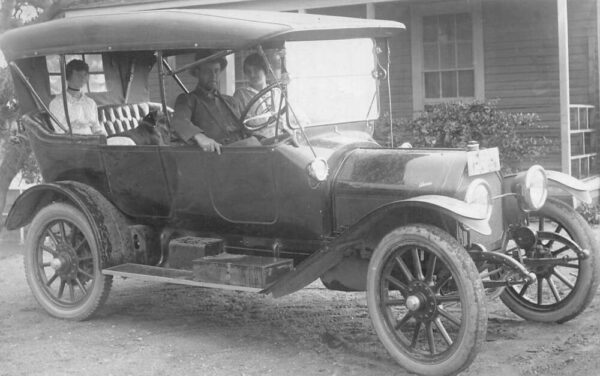 Family Riding in Car with Dog Real Photo Vintage Postcard AA68490