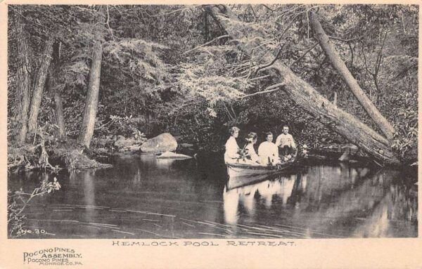 Pocono Pines Assembly Pennsylvania Hemlock Pool Retreat Postcard AA68509
