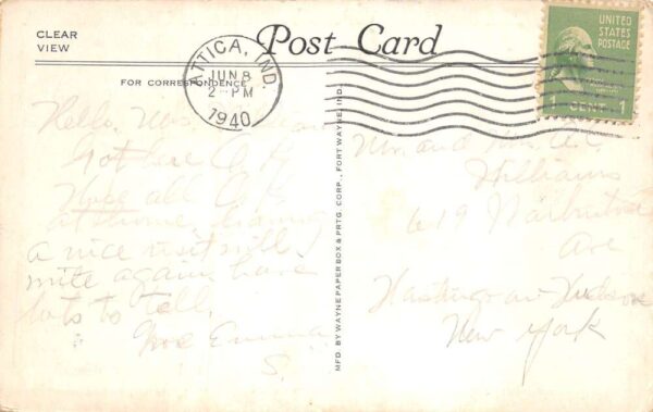 Attica Indiana Main Street Ford Gas Station Vintage Postcard AA68554 - Image 2