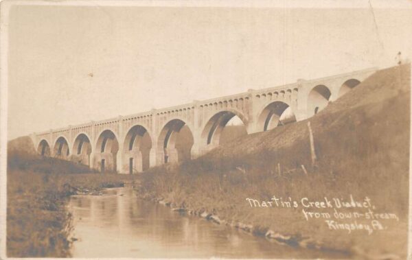Kingsley Pennsylvania Martin's Creek Viaduct Real Photo Vintage Postcard AA68562