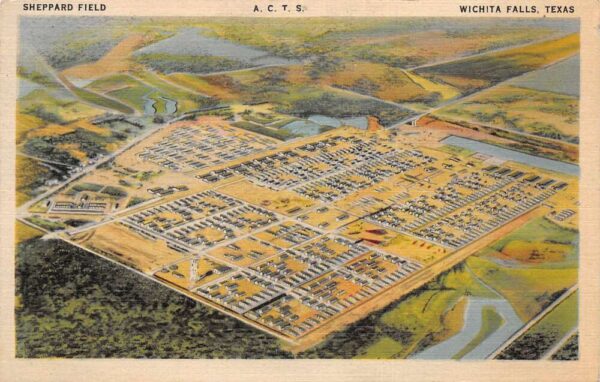 Wichita Falls Texas Sheppard Field ACTS Aerial View Linen Postcard AA68567