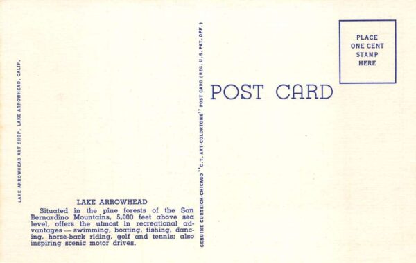 Lake Arrowhead California Boat Landing and Bathing Cove Vintage Postcard AA68571 - Image 2