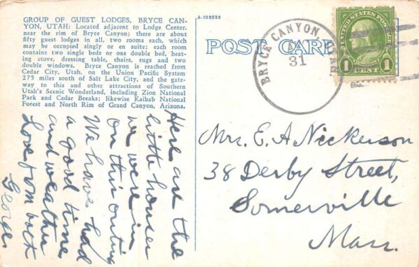 Bryce Canyon Utah Group of Guest Lodges Vintage Postcard AA68632 - Image 2