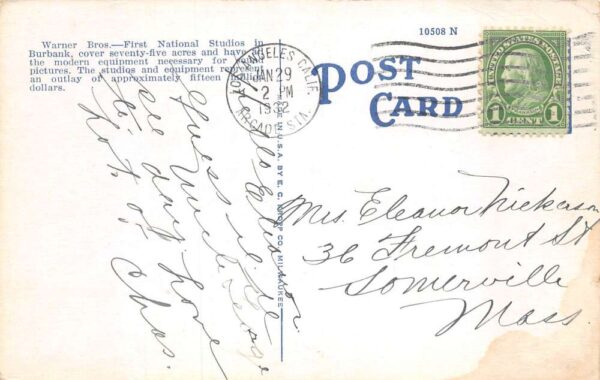 Los Angeles California Warner Bros Studios Vintage Postcard AA68633 - Image 2
