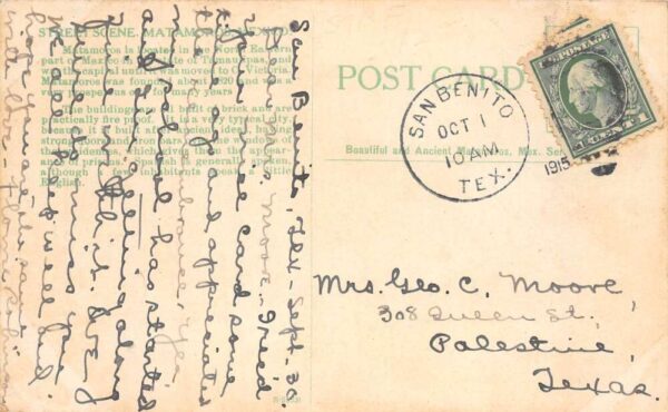 Matamoros Mexico Street Scene Trolley Street Car and Cars Postcard AA68649 - Image 2