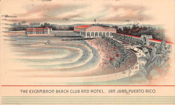 San Juan Puerto Rico Escambron Beach Club and Hotel Vintage Postcard AA68686