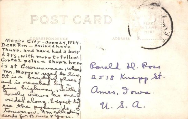 Cuernavaca Mexico Cortez Palace Real Photo Vintage Postcard AA68704 - Image 2