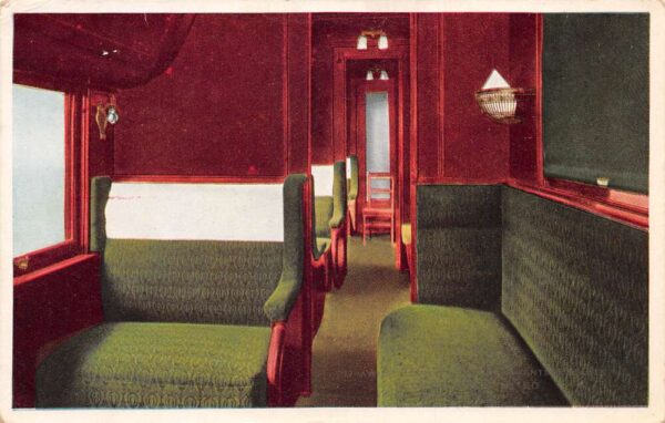 Overland Limited Railroad Drawing Room Train Car Interior Postcard AA68711