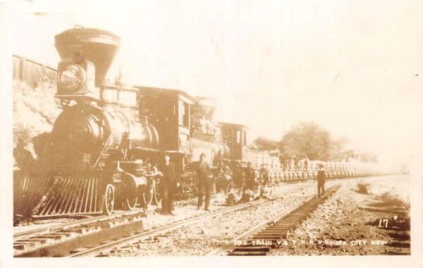 Virginia City Nevada Cometock Ore Train Railroad Real Photo Postcard AA68714