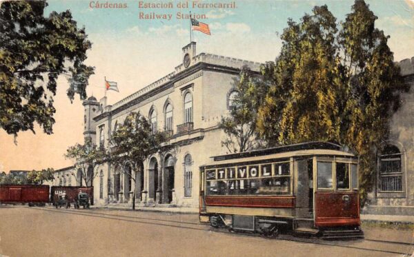 Cardenas Cubas Railway Train Station Tivoli Street Car Trolley Postcard AA68717
