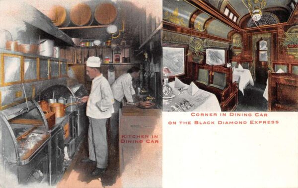 Black Diamond Express Lehigh Valley Railroad Dining Car Kitchen PC AA68755