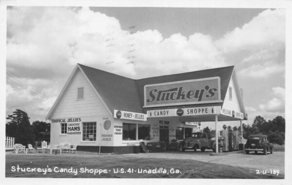 Unadilla Georgia Stuckey's Candy Shoppe Coke Sign Real Photo Postcard AA68765