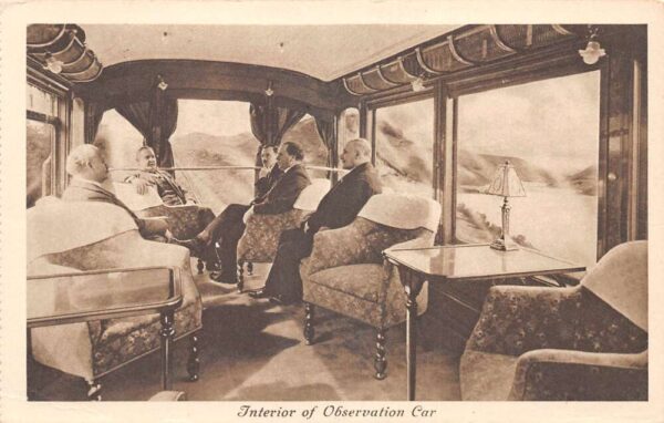 Train Observation Car Interior Railroad Vintage Postcard AA68779