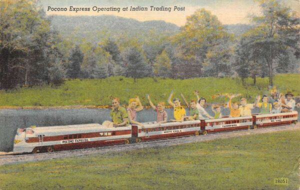 Indian Trading Post Pocono Express Mini Train Linen Vintage Postcard AA68799