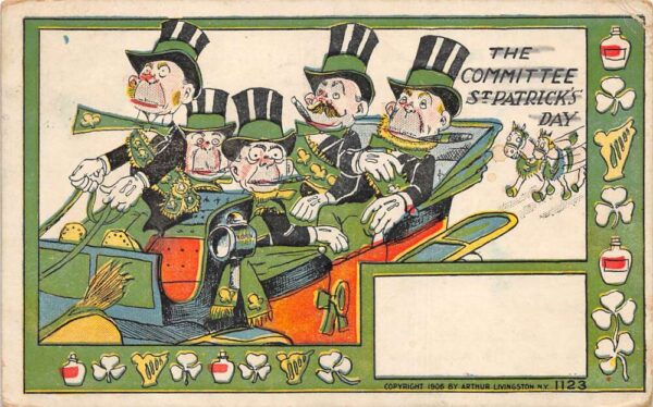 St Patrick's Day Greetings Parade The Committee Vintage Postcard AA68802