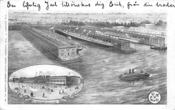 Hoboken New Jersey North Germany Lloyd Pier Vintage Postcard AA68829