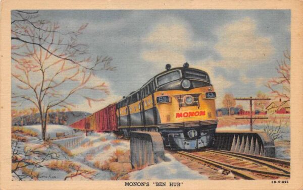 Monon Hoosier Railroad Line Ben Hur Train Linen Vintage Postcard AA68843