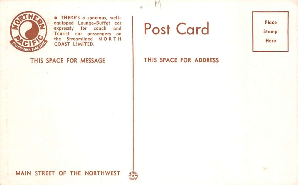 Northern Pacific Railroad North Coast Limited Lounge Buffet Postcard AA68846 - Image 2