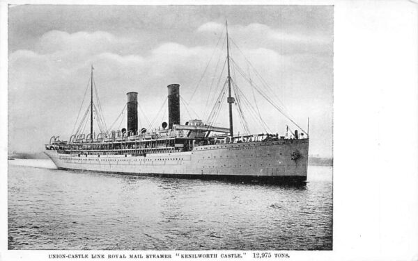 Union Castle Line Royal Mail Steamer Kenilworth Castle Vintage Postcard AA68852