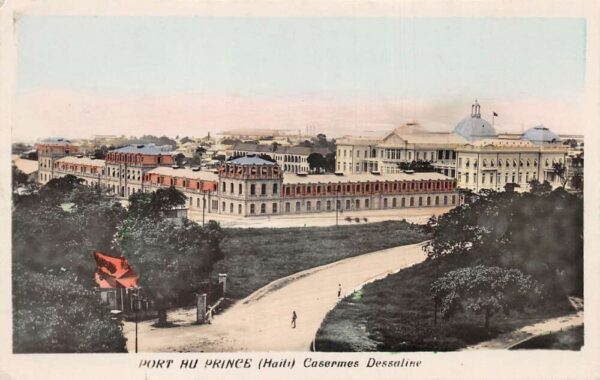 Port Au Prince Haiti Casermes Dessaline Tinted Real Photo Postcard AA68858