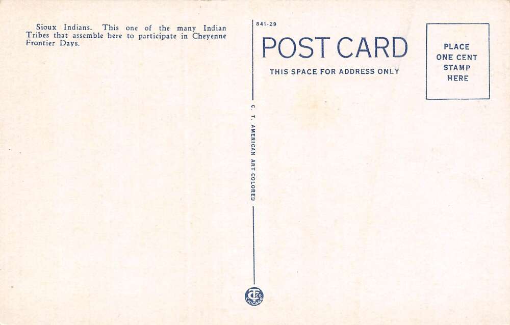 Cheyenne Wyoming Sioux Indians, Cheyenne Frontier Days White Border PC U5175 - Image 2