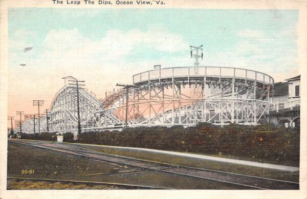 Ocean View Virginia Leap The Dips Coaster, Ocean View Amusement Park PC U5185