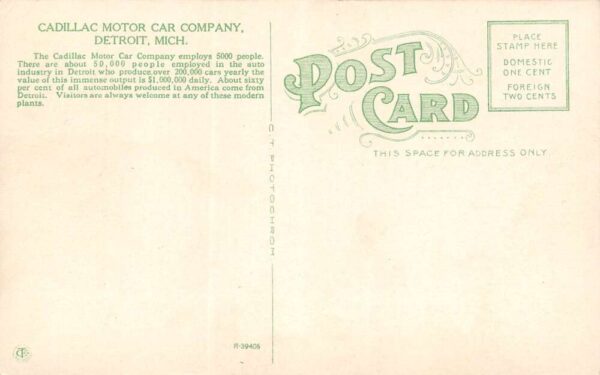 Detroit Michigan Cadillac Motor Car Co., Multi-Views Vintage Postcard U5198 - Image 2