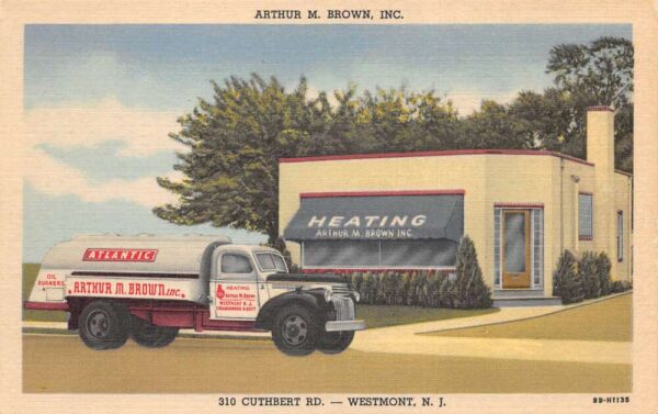 Westmont New Jersey Arthur M Brown Heating Oil Truck Vintage Postcard AA69317