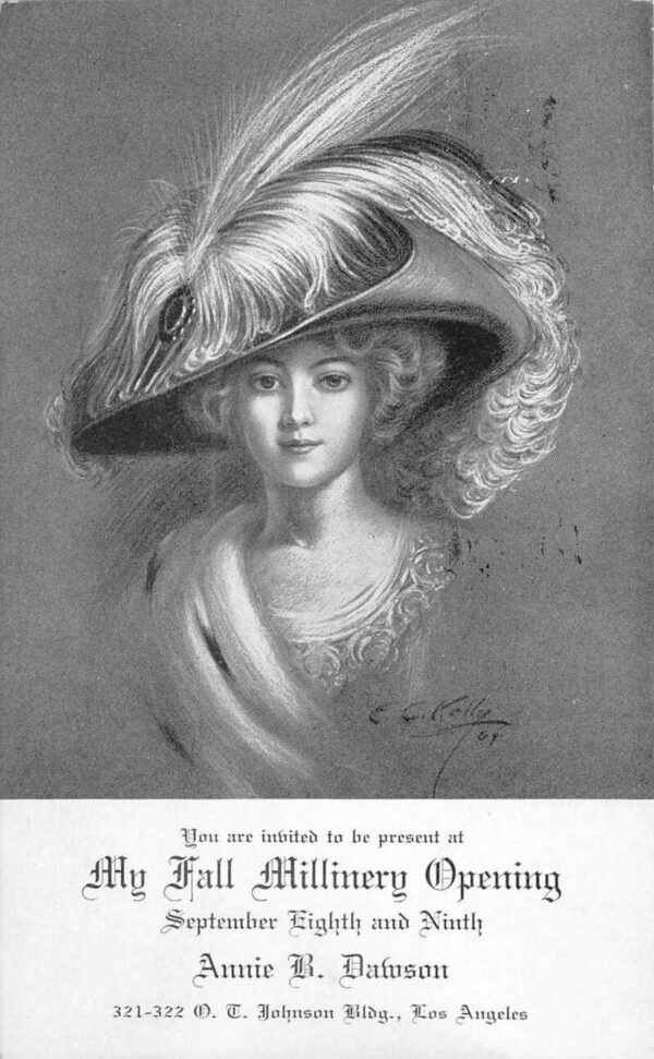 Los Angeles California Annie B Dawson Millinery Hat Shop Postcard AA69324