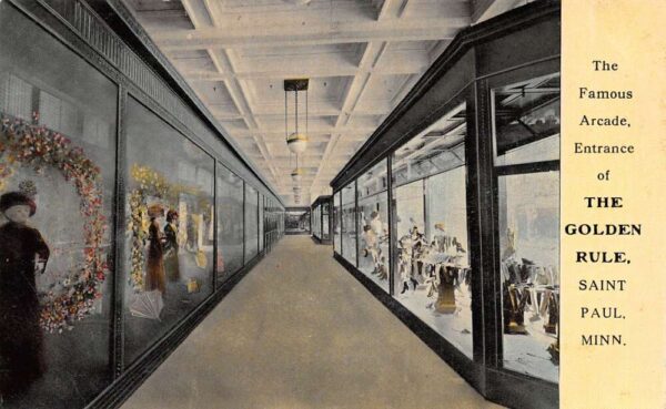 St Paul Minnesota The Golden Rule Arcade Entrance Shop Fronts Postcard AA69326