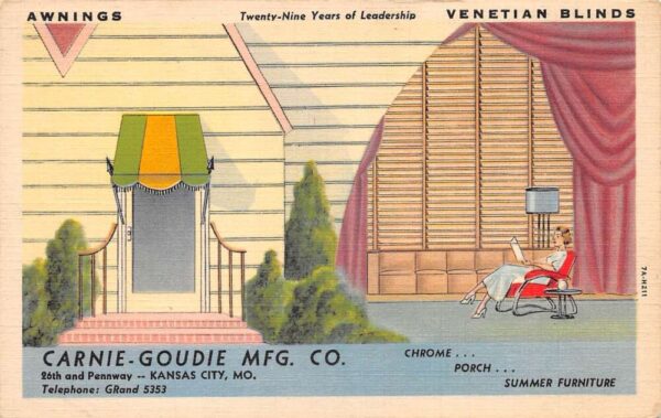 Kansas City Missouri Carnie Goudie Mfg Awnings Venetian Blinds Non PC AA69335