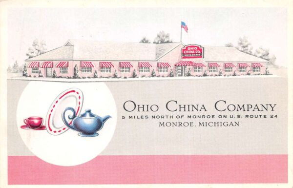 Monroe Michigan Ohio China Co Advertising Vintage Postcard AA69341
