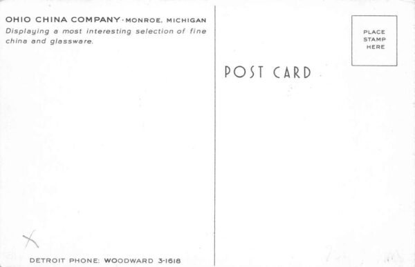 Monroe Michigan Ohio China Co Advertising Vintage Postcard AA69341 - Image 2