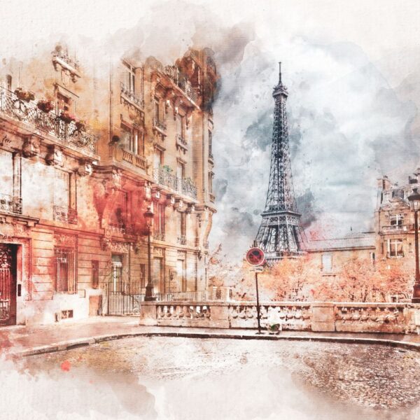 Unique paris art on postcard