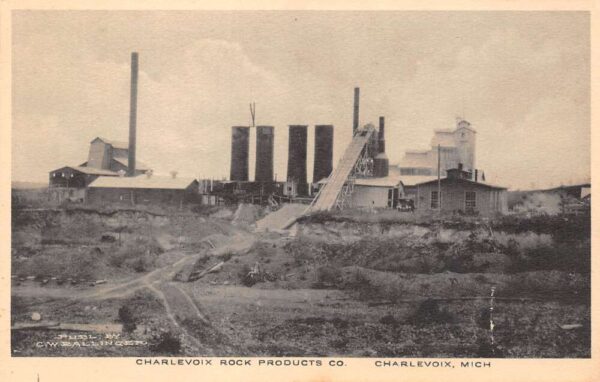 Charlevoix Michigan Charlevoix Rock Products Co. Sepia Tone Lithograph PC U5209
