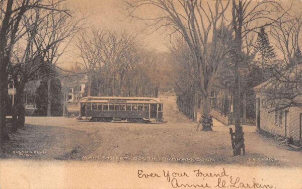 South Windham Connecticut Main St., Streetcar Passing, Sepia Photo Print PC U5220