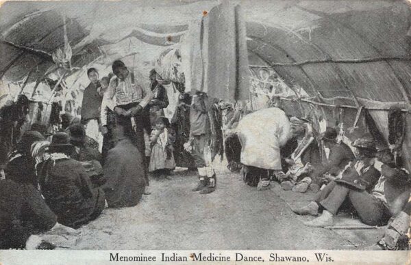 Shawano Wisconsin Menominee Indian Medicine Dance Photo Print Vintage PC U5231