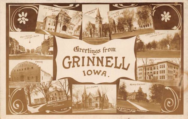 Grinnell Iowa Greetings From Grinnell Multi-View Photo Vintage Postcard U5275