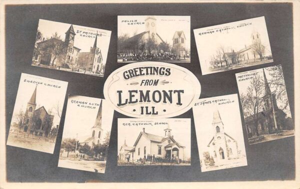 Lemont Illinois Greetings From Lemont Multi-View Photo Vintage Postcard U5279