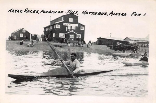 Kotzebue Alaska Kayak Races, 4th Of July, Real Photo Vintage Postcard U5280