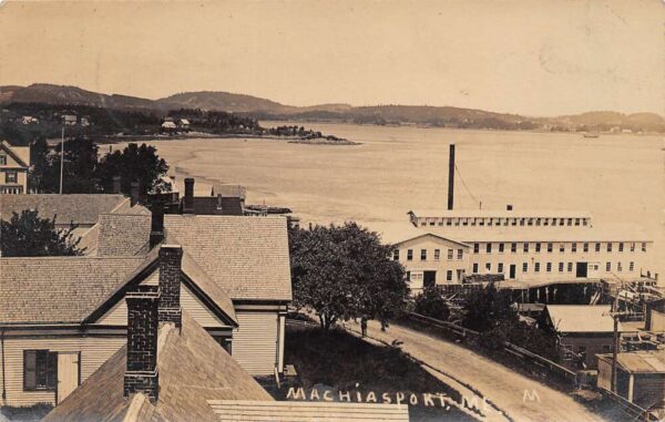 Machiasport Maine Aerial View Of Machiasport Real Photo Vintage Postcard U5284