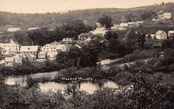 Monroe Village Maine Aerial View Of Monroe Village Real Photo Vintage PC U5289