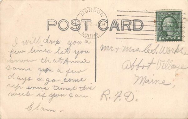 Monson Maine Main Street Real Photo Vintage Postcard U5290 - Image 2
