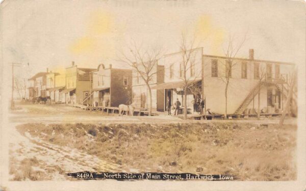 Hartwick Iowa North Side Of Main St. Real Photo Vintage Postcard U5297