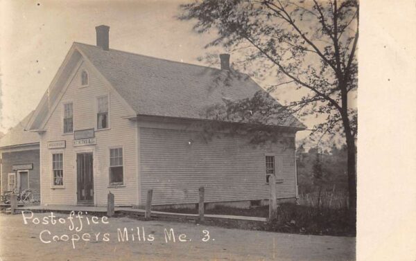 Coopers Mills Maine Post Office Building Real Photo Vintage Postcard U5303