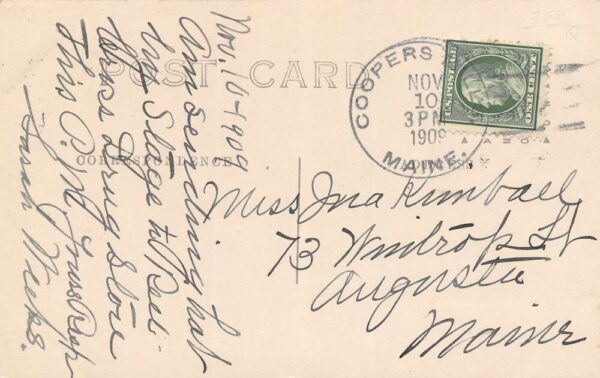 Coopers Mills Maine Post Office Building Real Photo Vintage Postcard U5303 - Image 2
