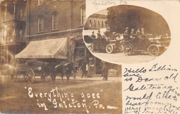 Galeton Pennsylvania Street Scene, Meat Market Real Photo Vintage Postcard U5307