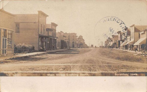Scranton Iowa Main Street Looking South Real Photo Vintage Postcard U5311
