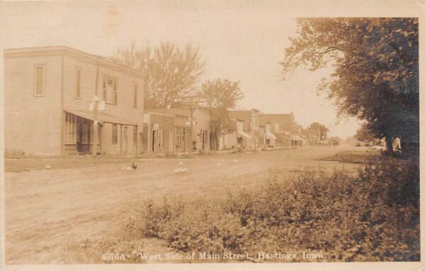 Hastings Iowa West Side Of Main Street Real Photo Vintage Postcard U5313