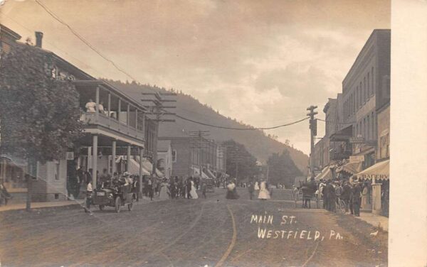 Westfield Pennsylvania Main Street Real Photo Vintage Postcard U5315